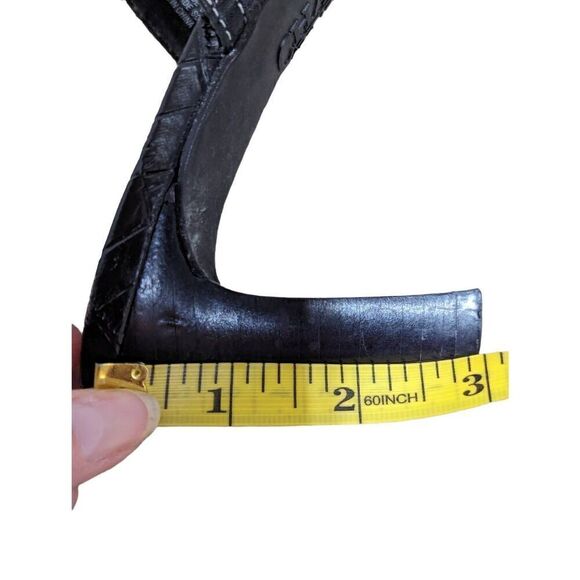 Chaps Women's Black Leather 3" Heel Croc Embossed Slide Kourtney Sandal Size 8 - Picture 5 of 12
